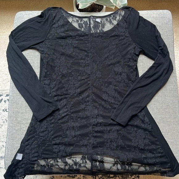 Vintage Sheer Black Lace long sleeve top, Circa 2009 - Picture 1 of 17
